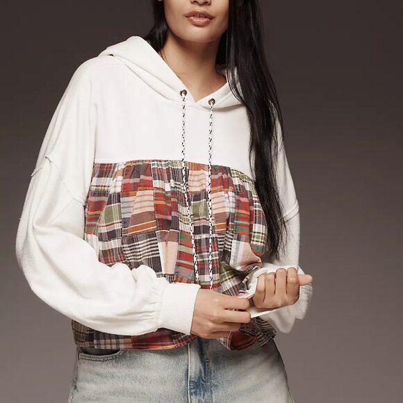 Pilcro Long-Sleeve Patchwork & Knit Twofer Hoodie - Picture 1 of 15